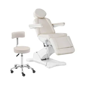 Kozmetikai ágy és gurulós szék háttámlával - bézs, fehér | physa
