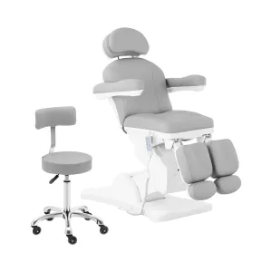 Pedikűrös szék és gurulós szék háttámlával - világosszürke | physa