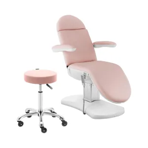 Kozmetikai ágy gurulós székkel - rózsaszín, fehér | physa