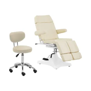 Pedikűrös szék és gurulós szék háttámlával - bézs | physa