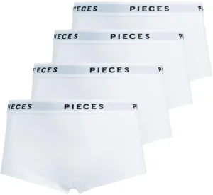 Pieces 4 PACK - női alsó Boxer PCLOGO 17106857 Bright White XL