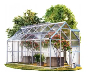 Polikarbonát kerti üvegház 380 x 190 x 195 cm - 7,22 m2