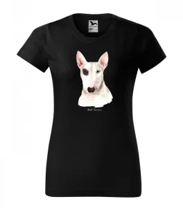 Eredeti pamut női póló bullterrier kutyával nyomtatva L Fekete