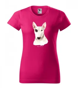 Eredeti pamut női póló bullterrier kutyával nyomtatva M Rózsaszín