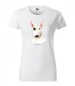 Eredeti pamut női póló bullterrier kutyával nyomtatva XL Fehér
