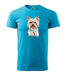 Kiváló minőségű pamut férfi póló yorkshire terrier kutyával nyomtatva Türkiz 3XL