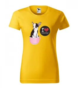 Kiváló minőségű pamut női póló chihuahua nyomtatással M Sárga