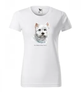 Női pamut póló eredeti West Highland Terrier mintával L Fehér