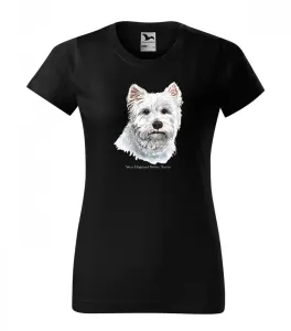 Női pamut póló eredeti West Highland Terrier mintával L Fekete