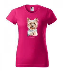Női pamut póló yorkshire terrier kutyával nyomtatva L Rózsaszín