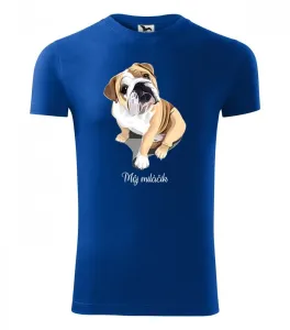 Rövid ujjú póló bulldog nyomtatással M Kék