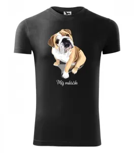 Rövid ujjú póló bulldog nyomtatással XXL Fekete