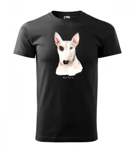 Stílusos férfi póló bullterrier kutyával nyomtatva L Fekete