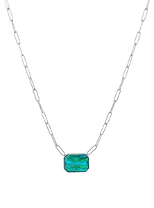 Preciosa Acél nyaklánc kézzel préselt cseh kristály kővel Preciosa Ocean Emerald 7444 66