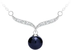 Preciosa Elegáns ezüst nyaklánc valódi fekete gyönggyel Paolina 5306 20