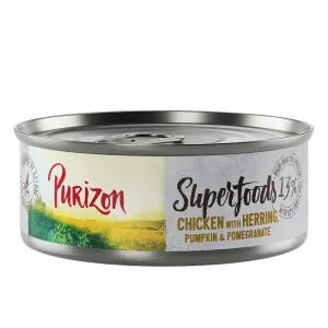 6x70g Purizon Superfoods nedves macskatáp Csirke, hering, tök & gránátalama