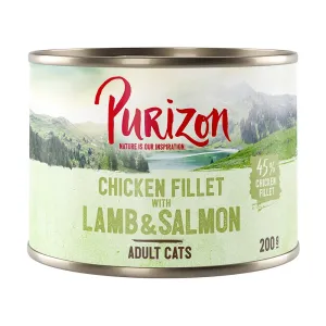 6x200g Purizon Adult gabonamentes nedves macskatáp- Csirkefilé, lazac & bárány