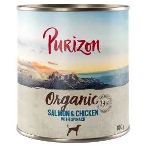 6x800g Purizon Organic lazac, csirke & spenót  nedves kutyatáp 5+1 ingyen akcióban