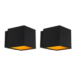 2 db fekete / arany fali lámpa készlet LED-del - Caja