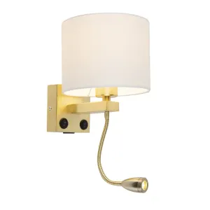 Arany fali lámpa USB fehér árnyalattal - Brescia Combi
