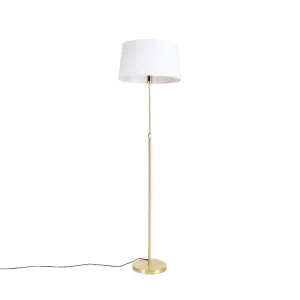 Arany / sárgaréz állólámpa fehér vászon árnyalattal 45 cm - Parte