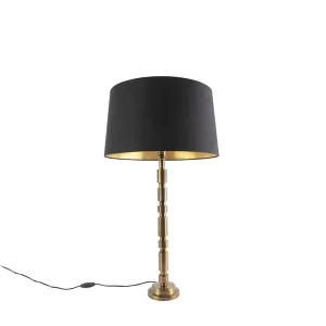 Art deco asztali lámpa bronz, pamut árnyalatú fekete 45 cm - Torre