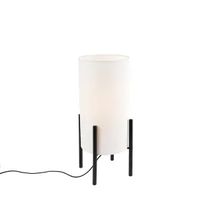 Design asztali lámpa fekete vászon árnyalatú fehér - gazdag