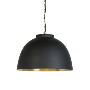 Függesztett lámpa fekete, sárgaréz belsővel 60 cm - Kapucnis