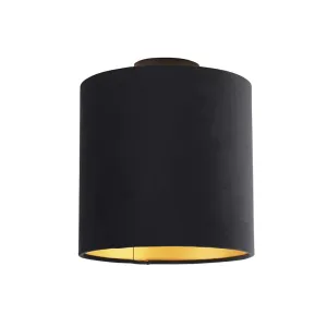 Mennyezeti lámpa velúr árnyalatú feketével, arannyal 25 cm - kombinált fekete