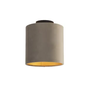Mennyezeti lámpa velúr árnyalatú taupe arannyal 20 cm - kombinált fekete