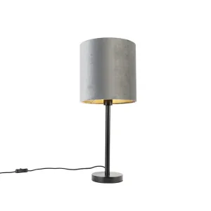 Modern asztali lámpa fekete, szürke árnyalattal 25 cm - Simplo