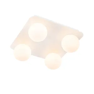 Modern fürdőszobai mennyezeti lámpa, fehér, négyzet alakú 4 lámpás - Cederic