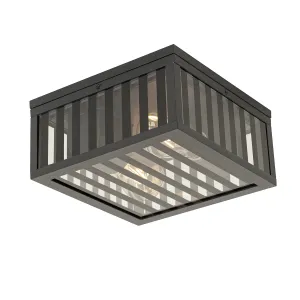 Modern kültéri mennyezeti lámpa, fekete füstüveggel 2 fényes IP44 - Dijon