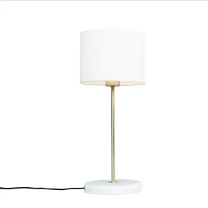 Sárgaréz asztali lámpa 20 cm fehér árnyalattal - Kaso