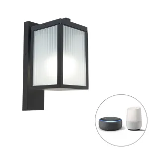 Intelligens kültéri fali lámpa fekete bordás üveggel, WiFi A60 - Charlois #1349605