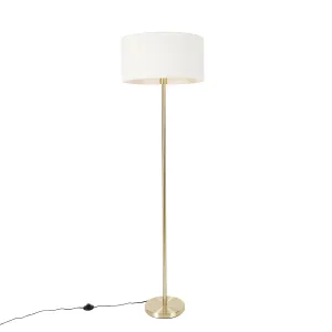 Sárgaréz állólámpa ernyős fehér 50 cm - Simplo