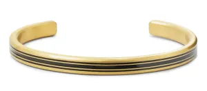 Rebel&Rose Acél merev nyitott karkötő Bangle Brushed Gold Lines RR-MB011-G 19 cm - L
