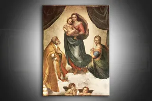 Vászonkép Sixtusi Madonna - Raffaello Santi 0  (reprodukció 30x40 cm)