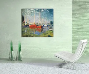 Vászonkép VÖRÖS HAJÓK AZ ARGENTEUILBEN - Claude Monet   (reprodukció 70x60 cm)