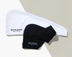 Revolution Haircare Elasztikus hajturbán (Microfibre Hair Wrap) Black/White