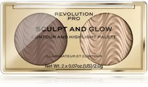 Revolution PRO Kontúrozó paletta Sculpt and Glow Savanna Nights PRO (Contour And Highlight Palete) 4 g