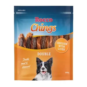 12x200g Rocco Chings Double kutyasnack-Csirke & máj