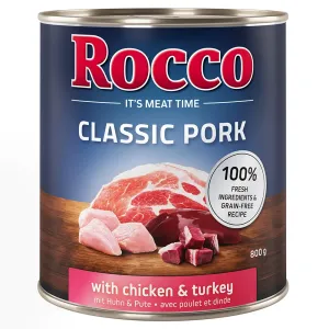 24x800g Rocco Classic Pork Csirke & pulyka nedves kutyatáp