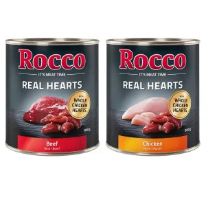 24x800g Rocco Real Hearts nedves kutyatáp mix: 12x marha + 12x csirke