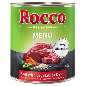 6x800g Rocco Menue nedves kutyatáp- Marha + zöldség & rizs