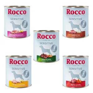 6x800g Rocco nedves kutyatáp vegyes próbacsomagban- Sensitive mix: csirke, bárány, vad & pulyka