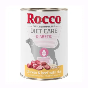 6x400g Rocco Diet Care Diabetic csirke, marha & rizs nedves kutyatáp