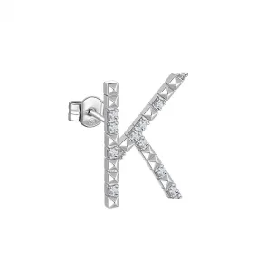 Rosato Ezüst single fülbevaló cirkónium kövekkel K betű Cubica RZCU37 - 1 db