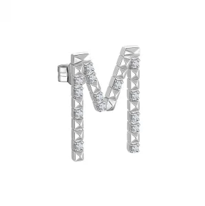 Rosato Ezüst single fülbevaló cirkónium kövekkel M betű Cubica RZCU39 - 1 db