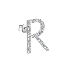 Rosato Ezüst single fülbevaló cirkónium kövekkel R betű Cubica RZCU44 - 1 db